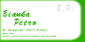 bianka petro business card