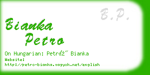 bianka petro business card